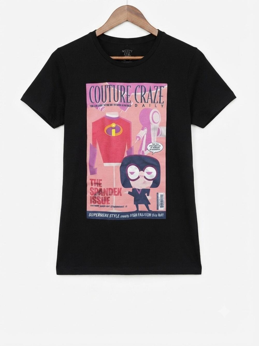 Mighty Fine Disney Pixar Incredibles 2 Edna Mode Graphic T-Shirt Black Juniors L